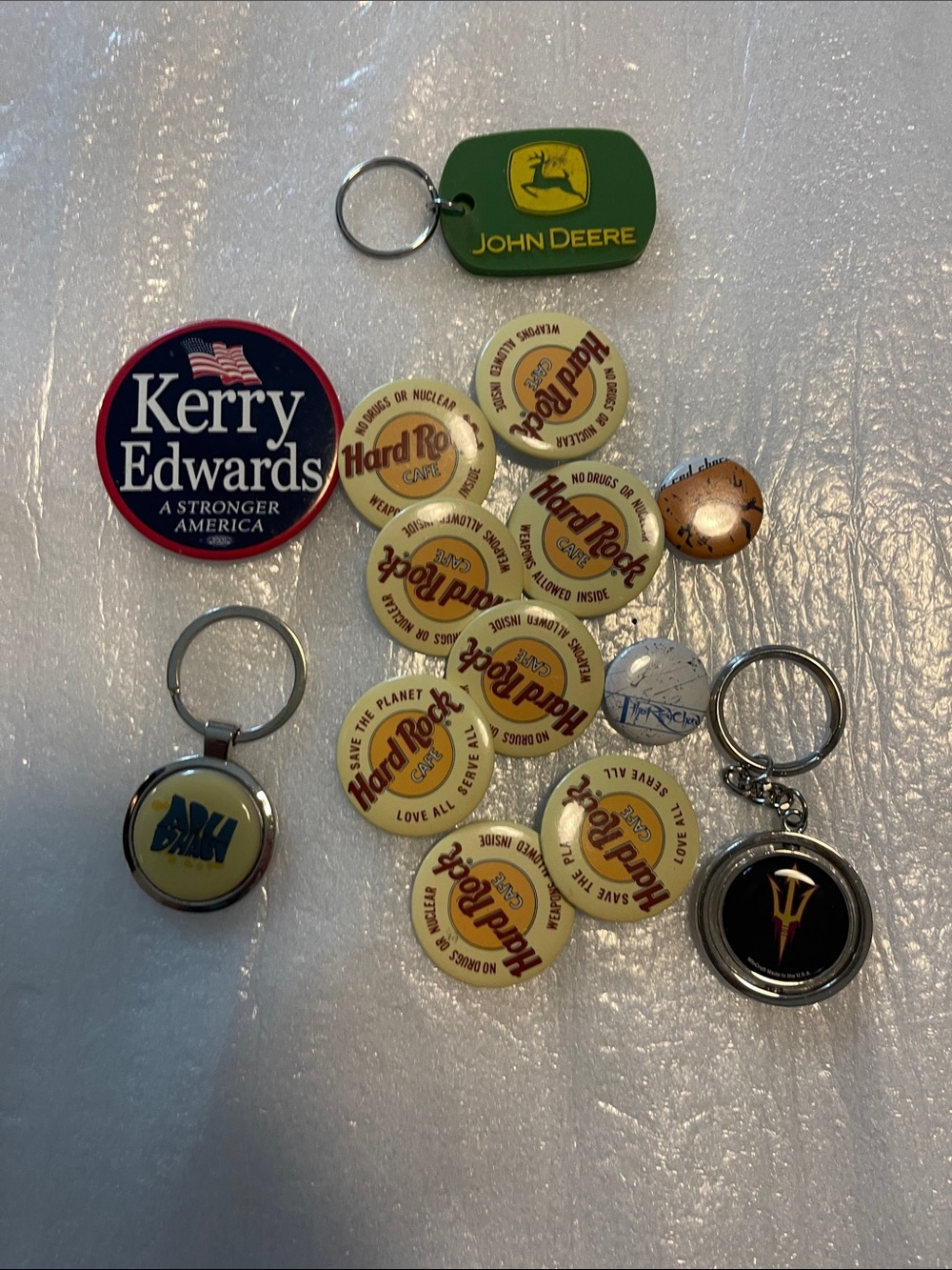 Assorted Keychains and 8-Hard Rock Cafe Pins & More